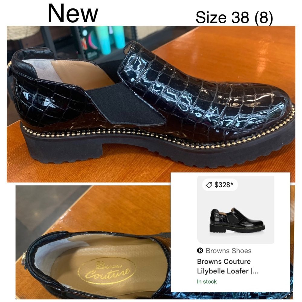NEW! ⭐️ BROWNS Couture Black LEATHER Loafers ULTRA LIGHT - Picture 14 of 15